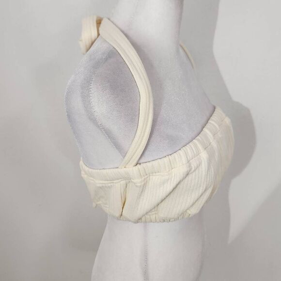 WeWoreWhat Cream Halter Crop Top Size Medium NWT Tie Neck Halter Top - Picture 3 of 11